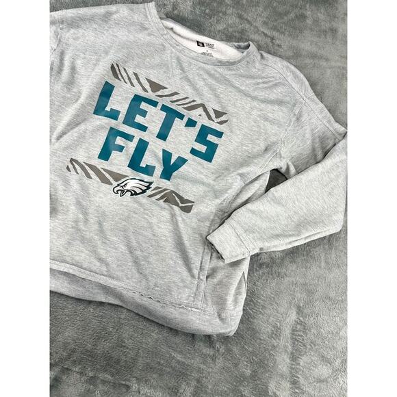 Women’s NFL Team Apparel M Gray Eagles “Let’s Fly” Sweatshirt – Excellent Cond - Picture 7 of 10
